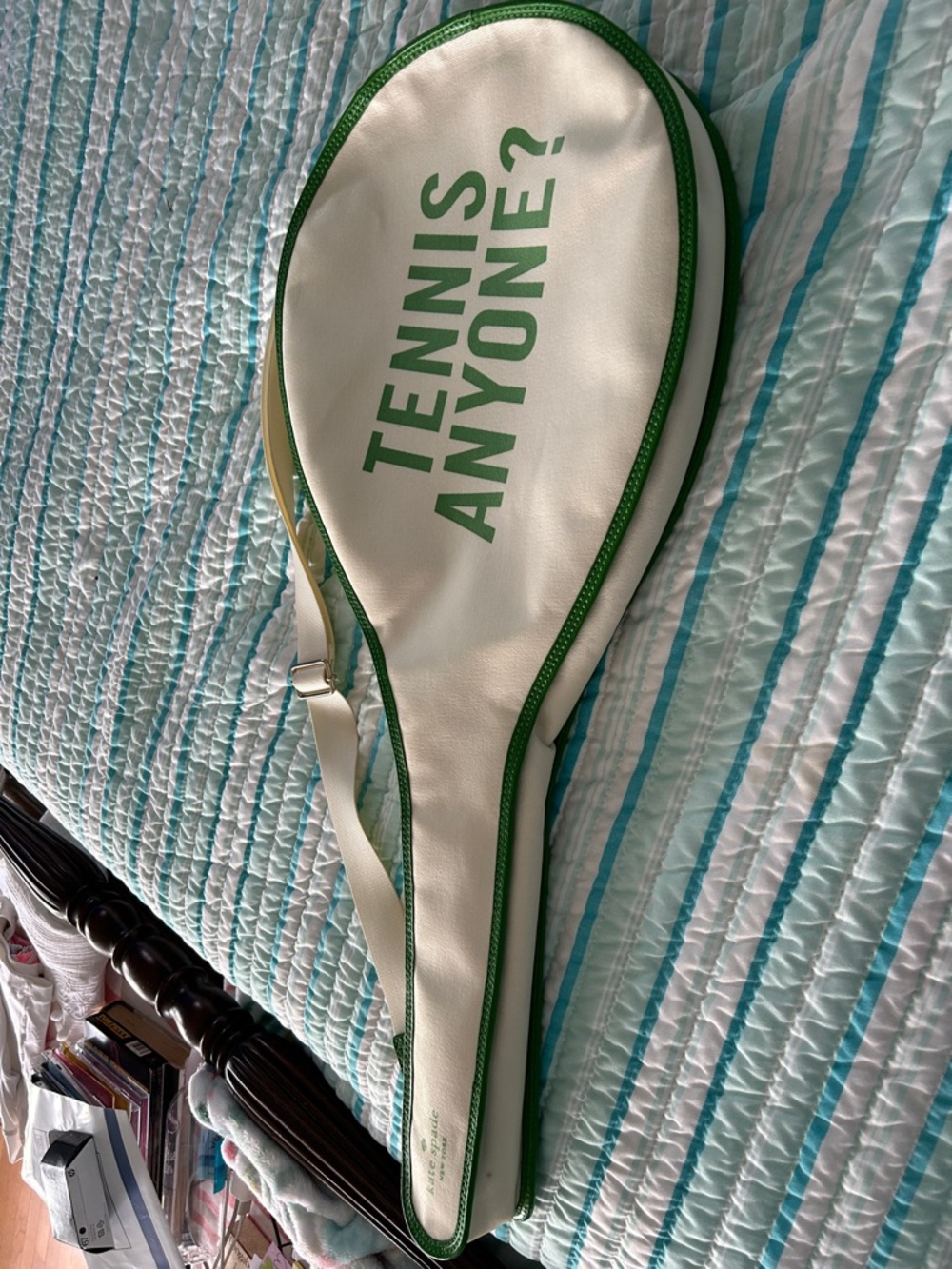 Rate.Vintage kate spade White and Green Shoulder Strap with Logo. Tennis Anyone?
